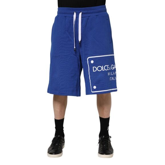 Dolce & Gabbana Blue Logo Cotton Bermuda SweatMen's Men's Shorts